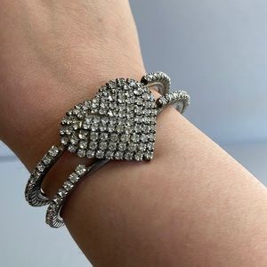 Heart breaker Rhinestone Expandable Cuff Bracelet